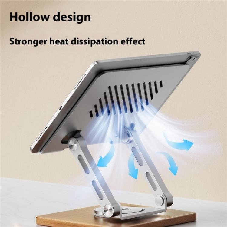 J27 Desktop Foldable Rotating Wooden Base Tablets Laptops Metal Cooling Holder, J27