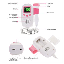 Load image into Gallery viewer, RZ-100S9 LED Fetal Doppler Ultrasound Sound Baby Heartbeat Detector Monitor Digital Prenatal Pocket Fetal Doppler Stethoscope, RZ-100S9