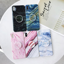 Load image into Gallery viewer, Marble Folding Bracket Anti-drop TPU for iPhone XS MAX Mobile Phone Protection Back Cover, For iPhone XS Max