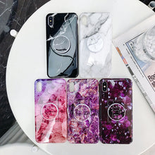 Load image into Gallery viewer, Marble Folding Bracket Anti-drop TPU for iPhone XS MAX Mobile Phone Protection Back Cover, For iPhone XS Max