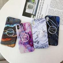 Load image into Gallery viewer, Marble Folding Bracket Anti-drop TPU for iPhone XS MAX Mobile Phone Protection Back Cover, For iPhone XS Max