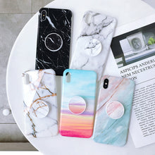 Load image into Gallery viewer, Marble Folding Bracket Anti-drop TPU for iPhone XS MAX Mobile Phone Protection Back Cover, For iPhone XS Max
