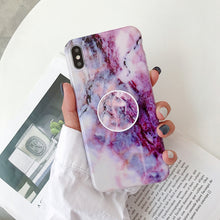 Load image into Gallery viewer, Marble Folding Bracket Anti-drop TPU for iPhone XS MAX Mobile Phone Protection Back Cover, For iPhone XS Max