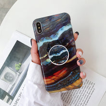 Load image into Gallery viewer, Marble Folding Bracket Anti-drop TPU for iPhone XS MAX Mobile Phone Protection Back Cover, For iPhone XS Max