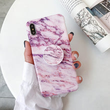 Load image into Gallery viewer, Marble Folding Bracket Anti-drop TPU for iPhone XS MAX Mobile Phone Protection Back Cover, For iPhone XS Max