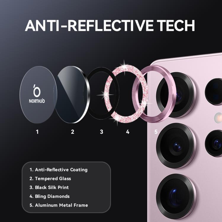 NORTHJO 1 Set Camera Lens Protector Glitter Metal Ring Film, For Samsung Galaxy S25 Ultra 5G, For Samsung Galaxy A36 5G / A56 5G