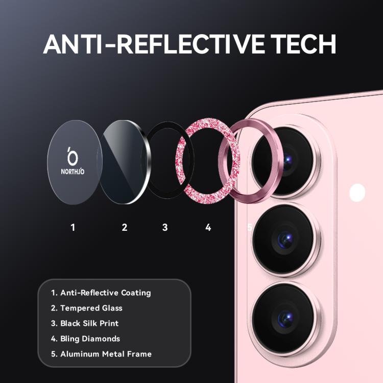 NORTHJO 1 Set Camera Lens Protector Glitter Metal Ring Film, For Samsung Galaxy S26+ 5G, For Samsung Galaxy S26 Ultra 5G, For Samsung Galaxy S26 5G, For Samsung Galaxy S25 Edge 5G, For Samsung Galaxy A26 5G, For Samsung Galaxy S25 5G