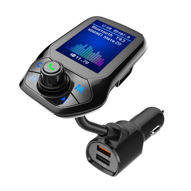 T43 Car Bluetooth Mp3 Multi-function Large Color Screen QC3.0 Bluetooth Car Charge Lossless Car Bluetooth Player, T43