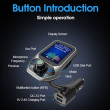 Load image into Gallery viewer, T43 Car Bluetooth Mp3 Multi-function Large Color Screen QC3.0 Bluetooth Car Charge Lossless Car Bluetooth Player, T43