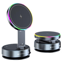 Load image into Gallery viewer, K3 With Colorful Light Rotating Magnetic Car Wireless Charging Vacuum Sucker Phone Stand, K3