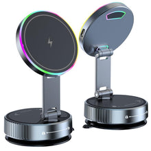 Load image into Gallery viewer, K3 With Colorful Light Rotating Magnetic Car Wireless Charging Vacuum Sucker Phone Stand, K3