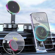 Load image into Gallery viewer, K3 With Colorful Light Rotating Magnetic Car Wireless Charging Vacuum Sucker Phone Stand, K3