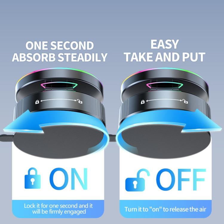 K3 With Colorful Light Rotating Magnetic Car Wireless Charging Vacuum Sucker Phone Stand, K3