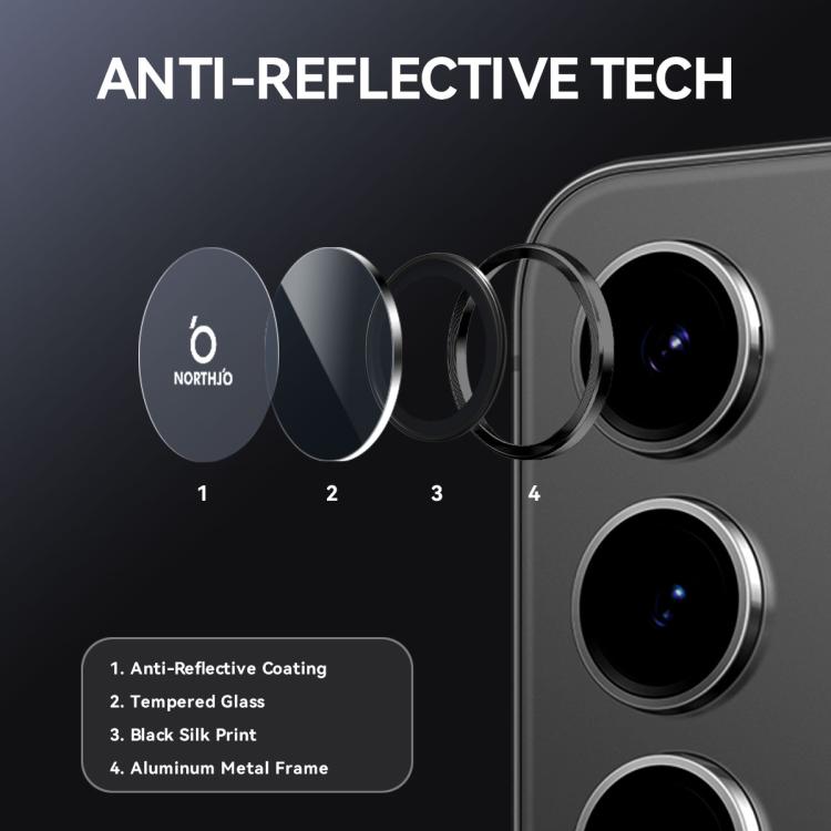 NORTHJO Camera Lens Protector CD Metal Ring Tempered Glass Film