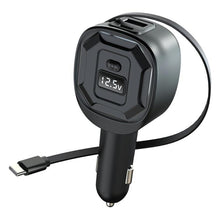 Load image into Gallery viewer, GE10 PD 65W Fast Charging Adapter Voltage Display Car Charger with Retractable Cable, GE10