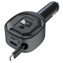 Load image into Gallery viewer, GE10 PD 65W Fast Charging Adapter Voltage Display Car Charger with Retractable Cable, GE10