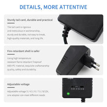Load image into Gallery viewer, Voltage Adjustable universal power adapter 110 220V to 12V 3V 4.5V 6V 7.5V 9V AC DC adapter 3A Max 12 Volt power supply adaptor, US, EU
