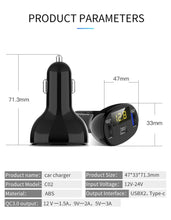 Load image into Gallery viewer, C02 Car Power Adapter in-car Phone Charger Type-C Fast Charger QC3.0 Dual USB Ports DC5V 2.4A 12V 24V Cigarette Lighter Power Supply, C02