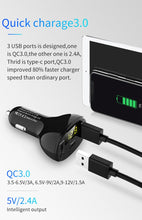 Load image into Gallery viewer, C02 Car Power Adapter in-car Phone Charger Type-C Fast Charger QC3.0 Dual USB Ports DC5V 2.4A 12V 24V Cigarette Lighter Power Supply, C02