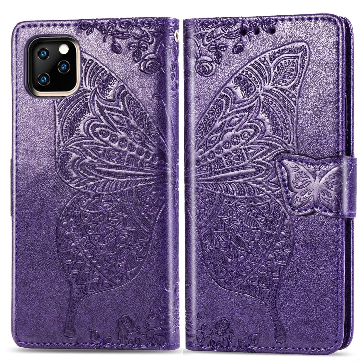 Butterfly Love Flowers Embossing Horizontal Flip Leather Case For  iPhone XI（2019）with Holder & Card Slots & Wallet & Lanyard, For iPhone 11 Pro