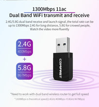 Load image into Gallery viewer, COMFAST CF-812AC USB WiFi Adapter-1300 Mbps USB di Rete Wireless wiFi, CF-812AC