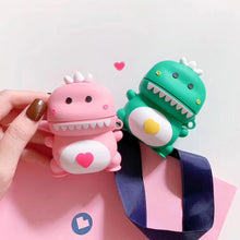 Load image into Gallery viewer, Universal Wireless Couple Green Pink Dinosaur Bluetooth Headphone Holder for Apple AirPods 1 / 2