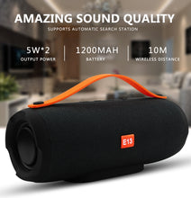 Load image into Gallery viewer, E13 Mini Portable Wireless Bluetooth Speaker Stereo Speakerphone Radio Music Subwoofer Column Speakers with TF FM, RED, BLUE, BLACK