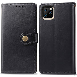 Retro Solid Color Leather Buckle Mobile Phone Protection Leather Case with Photo Frame & Card Slot & Wallet & Bracket Function for  iPhone XIR（2019）, For iPhone 11
