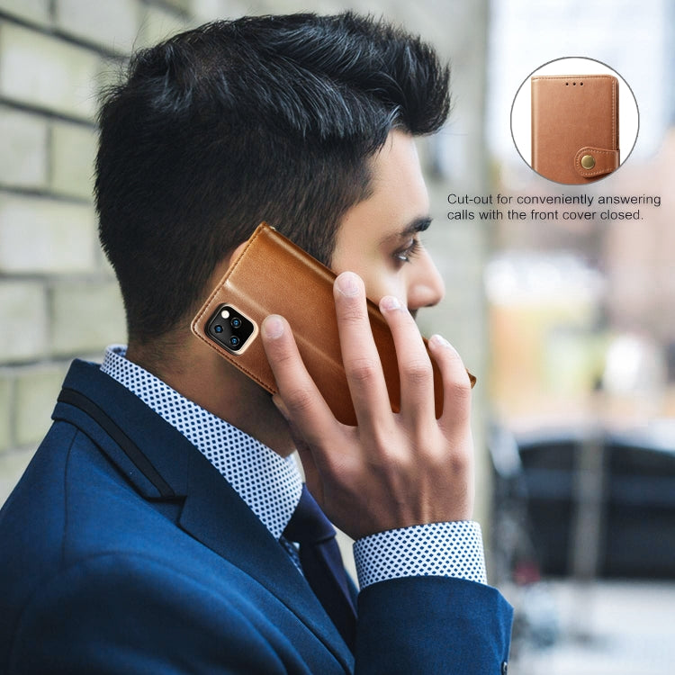 Retro Solid Color Leather Buckle Mobile Phone Protection Leather Case with Photo Frame & Card Slot & Wallet & Bracket Function for  iPhone XIR（2019）, For iPhone 11