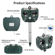 Load image into Gallery viewer, Outdoor Ultrasonic Solar  Animal Repeller  Pest Mouse Repeller  Sensor Garden Bird Cat Dog Fox Repellent Keep Animals Away, Repellent