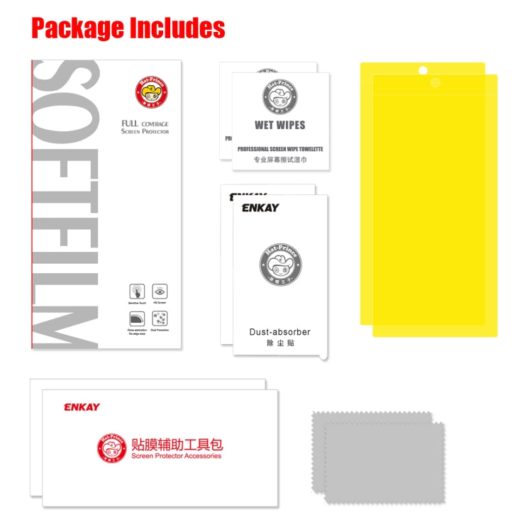 2 PCS ENKAY Hat-Prince 0.1mm 3D Full Screen Protector Explosion-proof Hydrogel Film for