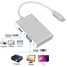 Load image into Gallery viewer, 4 in 1 USB 3.1 USB C Type C to HDMI VGA DVI USB 3.0 Adapter Cable for Laptop Apple Macbook Google Chromebook Pixel, USB3.0+HDMI+VGA+DVI to Type-C