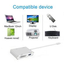Load image into Gallery viewer, 4 in 1 USB 3.1 USB C Type C to HDMI VGA DVI USB 3.0 Adapter Cable for Laptop Apple Macbook Google Chromebook Pixel, USB3.0+HDMI+VGA+DVI to Type-C