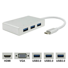 Load image into Gallery viewer, USB C to HDMI VGA USB Hub Adapter 5 in 1 USB 3.1 Converter for Laptop for MacBook,ChromeBook Pixel,Huawei MateBook, HDMI+VGA+3xUSB3.0 to Type-C