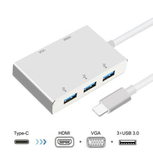 Load image into Gallery viewer, USB C to HDMI VGA USB Hub Adapter 5 in 1 USB 3.1 Converter for Laptop for MacBook,ChromeBook Pixel,Huawei MateBook, HDMI+VGA+3xUSB3.0 to Type-C