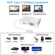 Load image into Gallery viewer, USB C to HDMI VGA USB Hub Adapter 5 in 1 USB 3.1 Converter for Laptop for MacBook,ChromeBook Pixel,Huawei MateBook, HDMI+VGA+3xUSB3.0 to Type-C