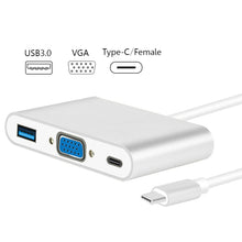 Load image into Gallery viewer, USB Type C to VGA 3-in-1 Hub Adapter supports USB Type C tablets and laptops for Macbook Pro / Google ChromeBook, VGA+USB3.0 to Type-C Gold, VGA+USB3.0 to Type-C Silver