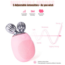 Load image into Gallery viewer, Duosi 2in1 Electric Facial Cleansing Brush Waterproof face Skin   Cleansing Massager Silicone Vibration Scrubber Pore   Clear Blackhead Remover