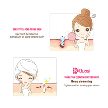 Load image into Gallery viewer, Duosi 2in1 Electric Facial Cleansing Brush Waterproof face Skin   Cleansing Massager Silicone Vibration Scrubber Pore   Clear Blackhead Remover