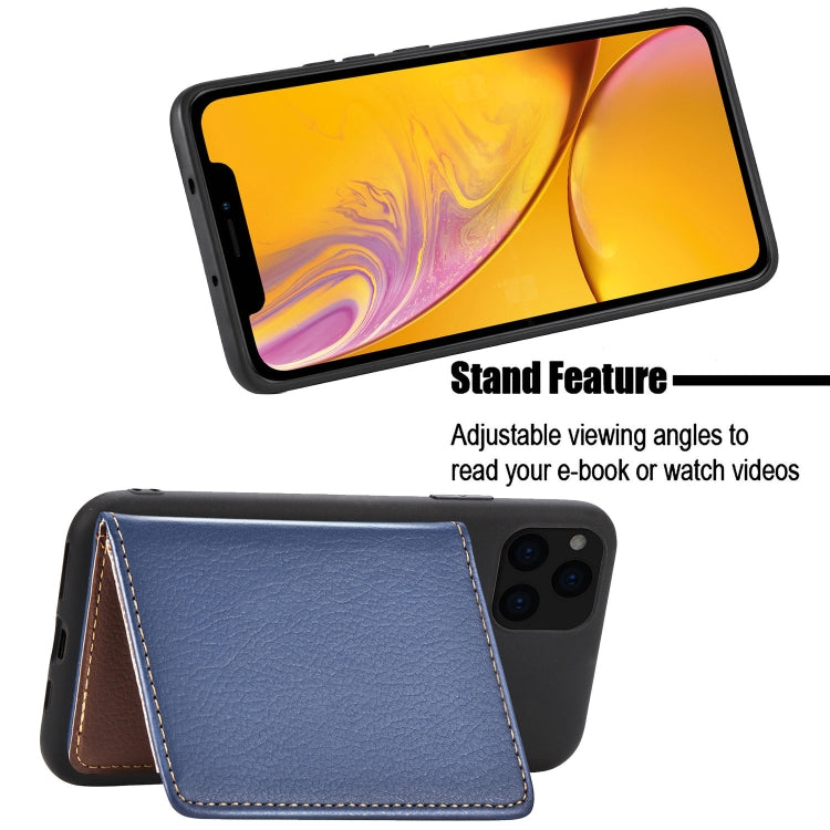 For iPhone XI 2019 Litchi Pattern Card Bag Wallet Bracket + TPU Phone Case with Card Slot Wallet Bracket Function, For iPhone 11 Pro