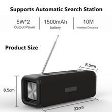 Load image into Gallery viewer, T9 Wireless Bluetooth 4.2 Speaker 10W Portable Sound Box FM Digital Radio 3D Surround Stereo, Support Handsfree &amp; TF &amp; AUX