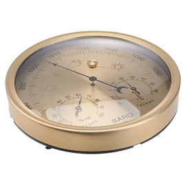 THB9392  Wall Mounted Digital Thermometer Hygrometer Household High Accuracy Pressure Gauge Air Weather Instrument Barometer, THB9392 (Gold), THB9392 132mm