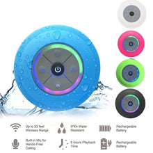 Load image into Gallery viewer, BTS-08 Wireless Bluetooth Speaker Waterproof Led FM Radio Subwoofer Bluetooth Column TF Card Suction Cup Mini Shower Speaker