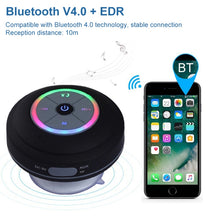 Load image into Gallery viewer, BTS-08 Wireless Bluetooth Speaker Waterproof Led FM Radio Subwoofer Bluetooth Column TF Card Suction Cup Mini Shower Speaker
