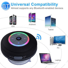 Load image into Gallery viewer, BTS-08 Wireless Bluetooth Speaker Waterproof Led FM Radio Subwoofer Bluetooth Column TF Card Suction Cup Mini Shower Speaker
