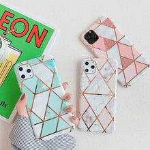Load image into Gallery viewer, For iPhone 11 Plating Colorful Geometric Pattern Mosaic Marble TPU Mobile Phone Case, For iPhone 11