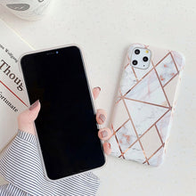 Load image into Gallery viewer, For iPhone 11 Plating Colorful Geometric Pattern Mosaic Marble TPU Mobile Phone Case, For iPhone 11