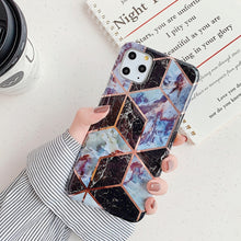 Load image into Gallery viewer, For iPhone 11 Plating Colorful Geometric Pattern Mosaic Marble TPU Mobile Phone Case, For iPhone 11