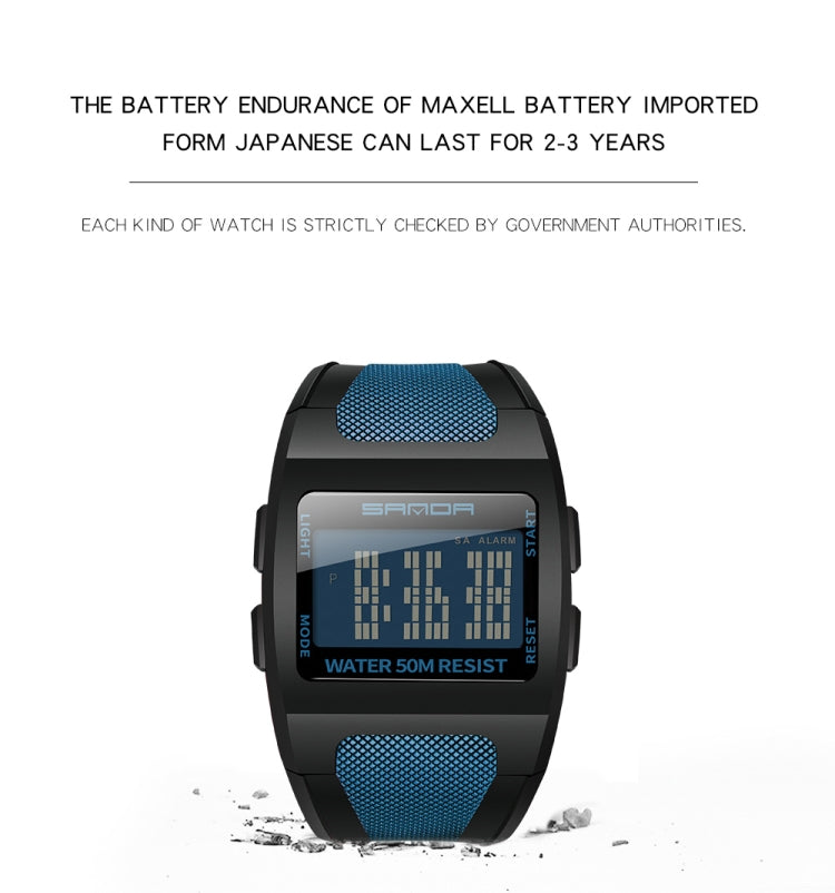 SANDA 222 Men Sports Outdoor Mountaineering Digital Electronic Watch Square Multi functional Waterproof Watch