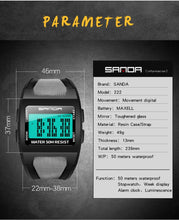 Load image into Gallery viewer, SANDA 222 Men Sports Outdoor Mountaineering Digital Electronic Watch Square Multi functional Waterproof Watch